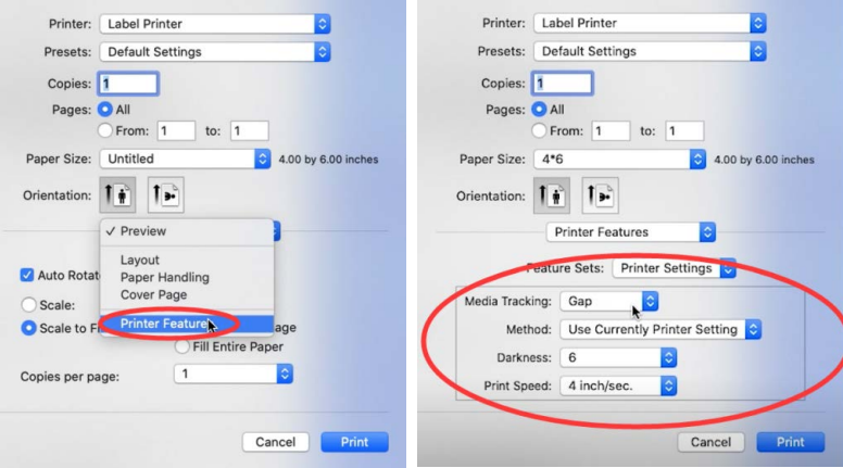 How to create a new 4x6 inch label size on Mac? (AM-243-BT)