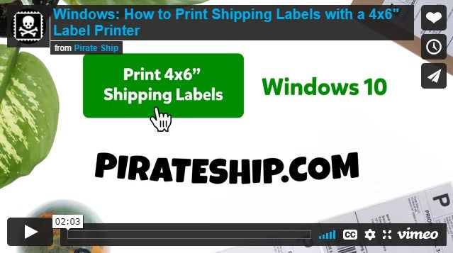 How do I set label size to print on “Pirate Ship”?