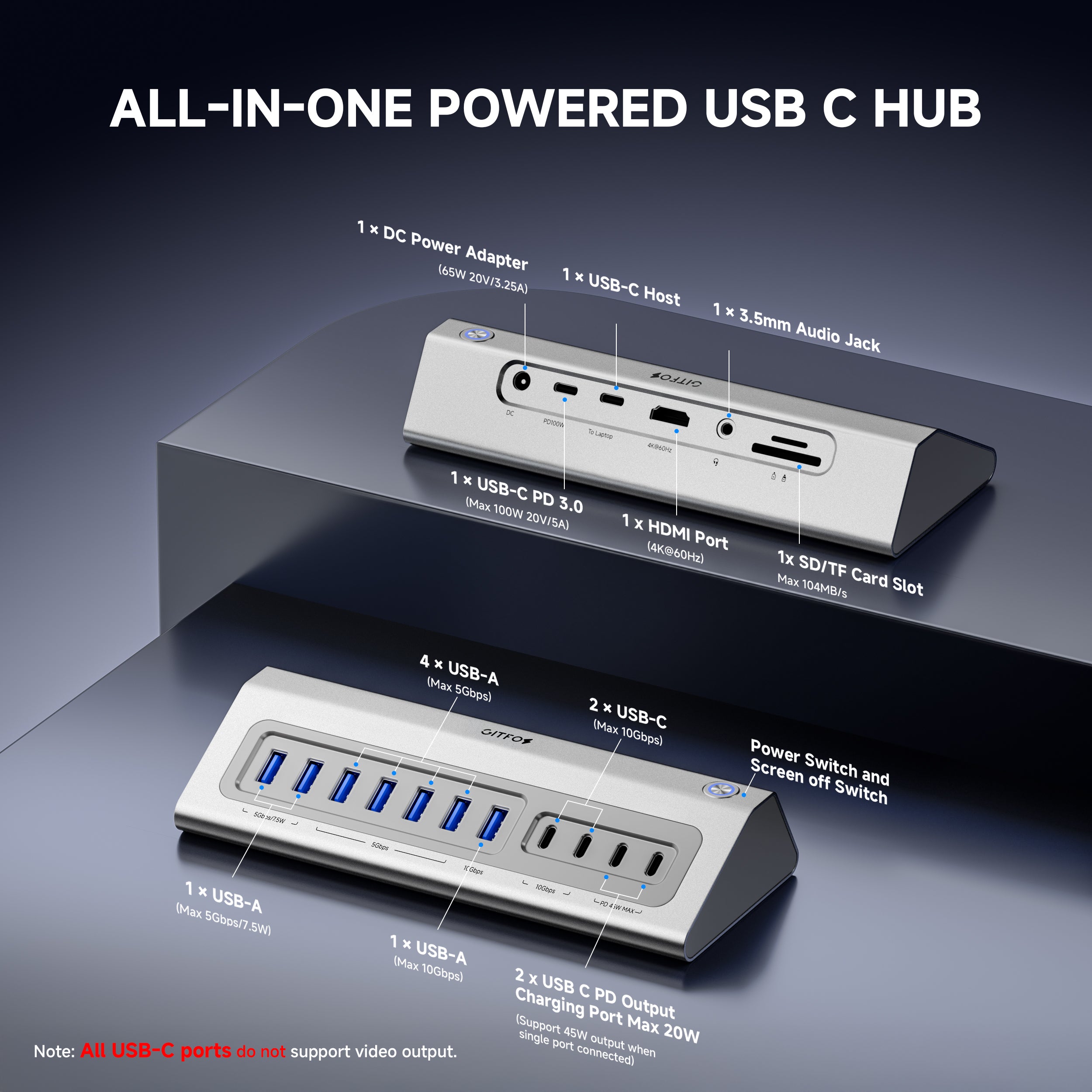 Gitfos 18 in 1 Powered USB C Hub with 4K HDMI | C1Pro
