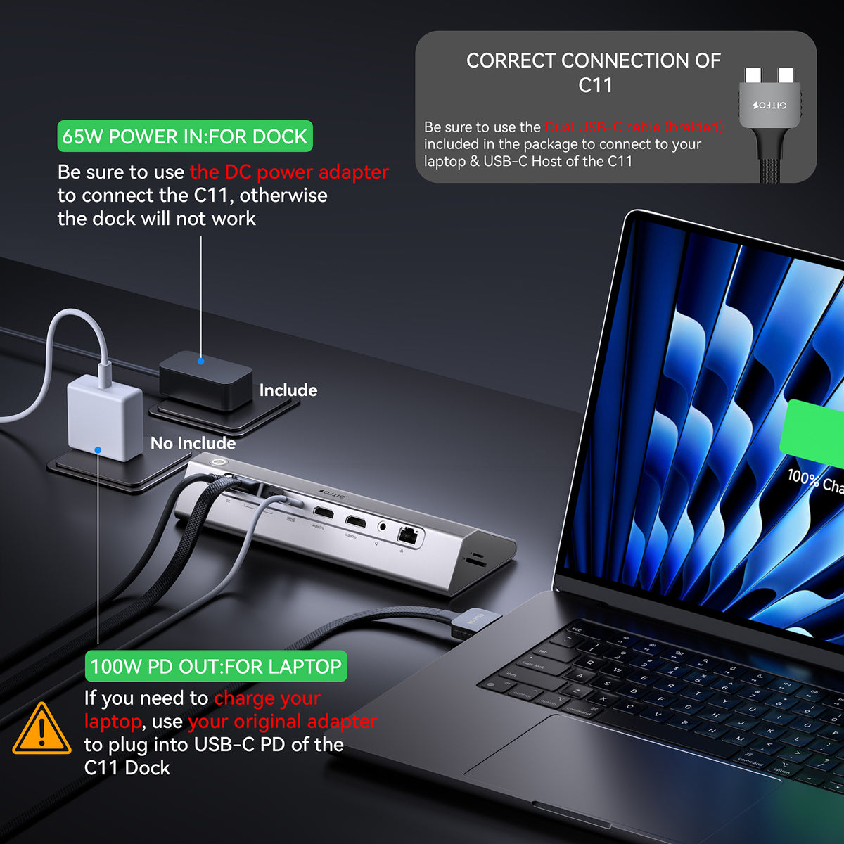 Gitfos 19-in-2 MacBook Docking Station Dual Monitor, Plug & Play | C11