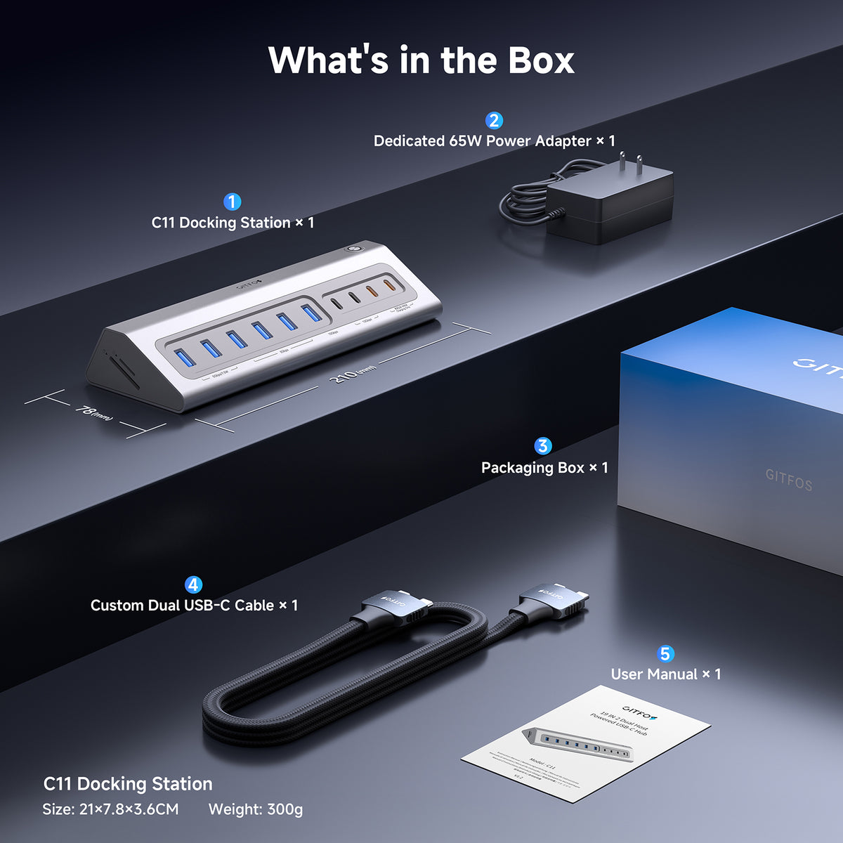 Gitfos 19-in-2 MacBook Docking Station Dual Monitor, Plug & Play | C11