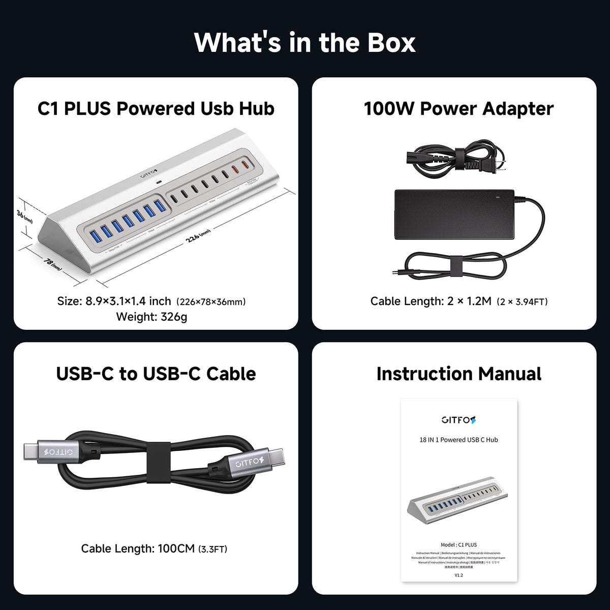 Gitfos Powered USB C Hub | C1PLUS
