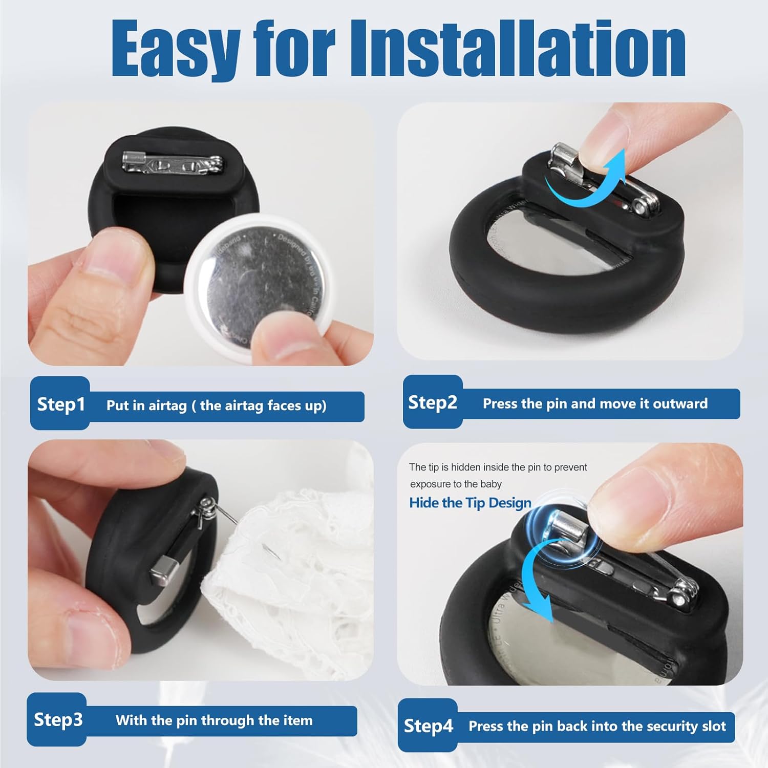 GITFOS Silicone Holder for Apple Airtag Case with Safety Pin | MB2473