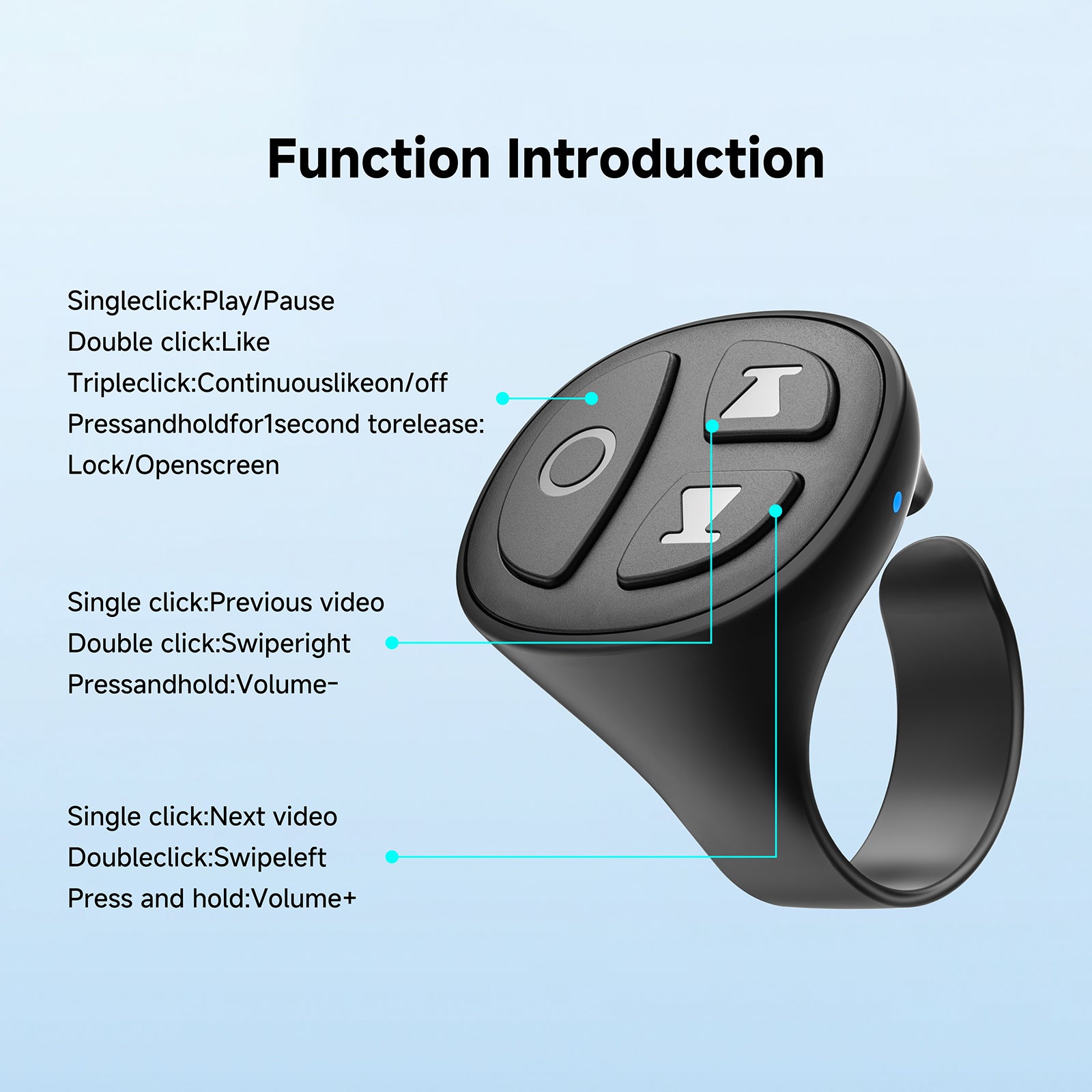 GITFOS Phone Remote Control Bluetooth Scroller Ring | D-D02