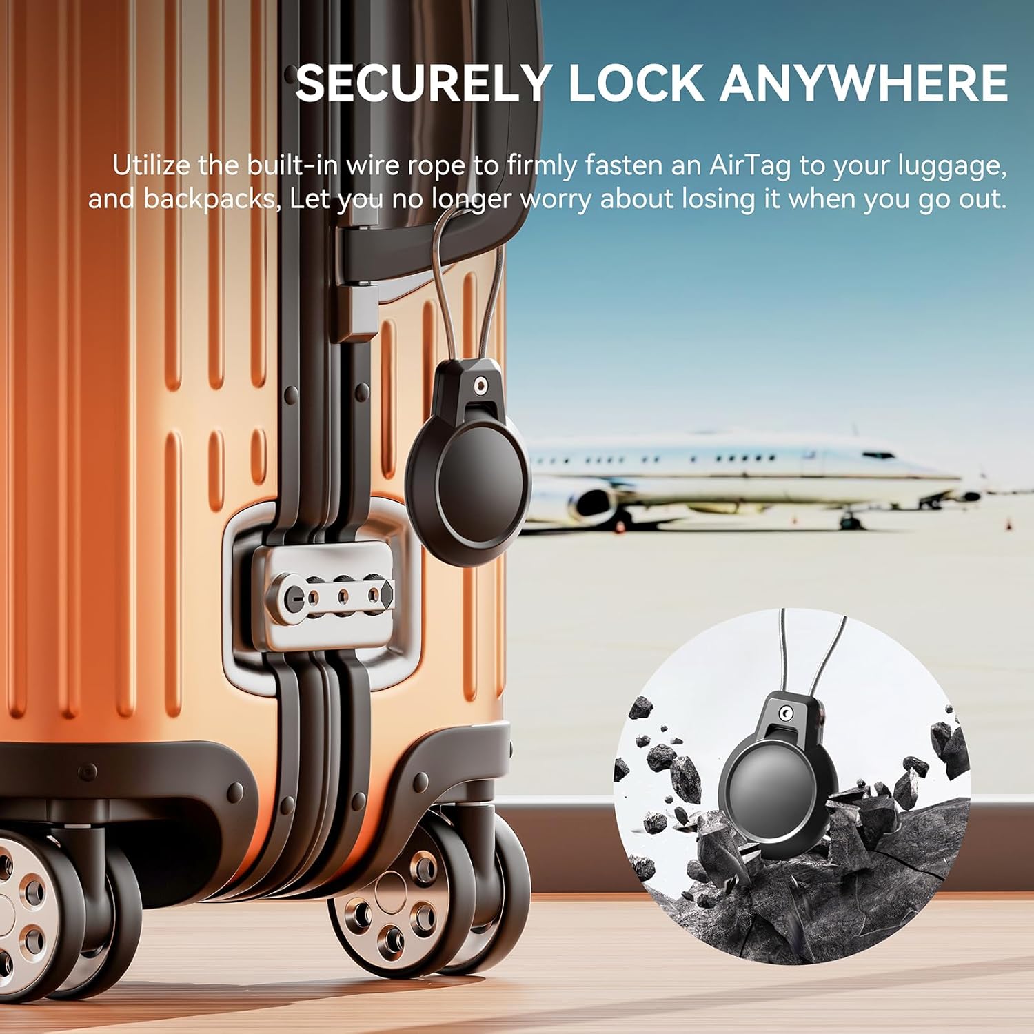 GITFOS Waterproof Airtag Holder with Wire Cable | MA802M