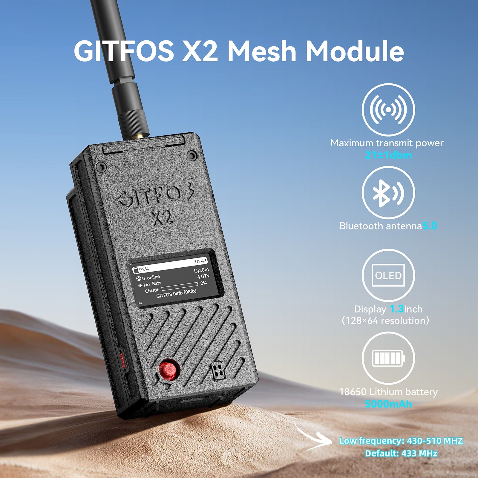 GITFOS Meshtastic nRF52840 With 5000mAh Battery | X2