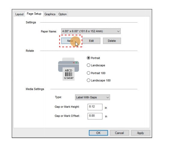 How to create a new 4x6 inch label size on Windows? (AM-243-BT)