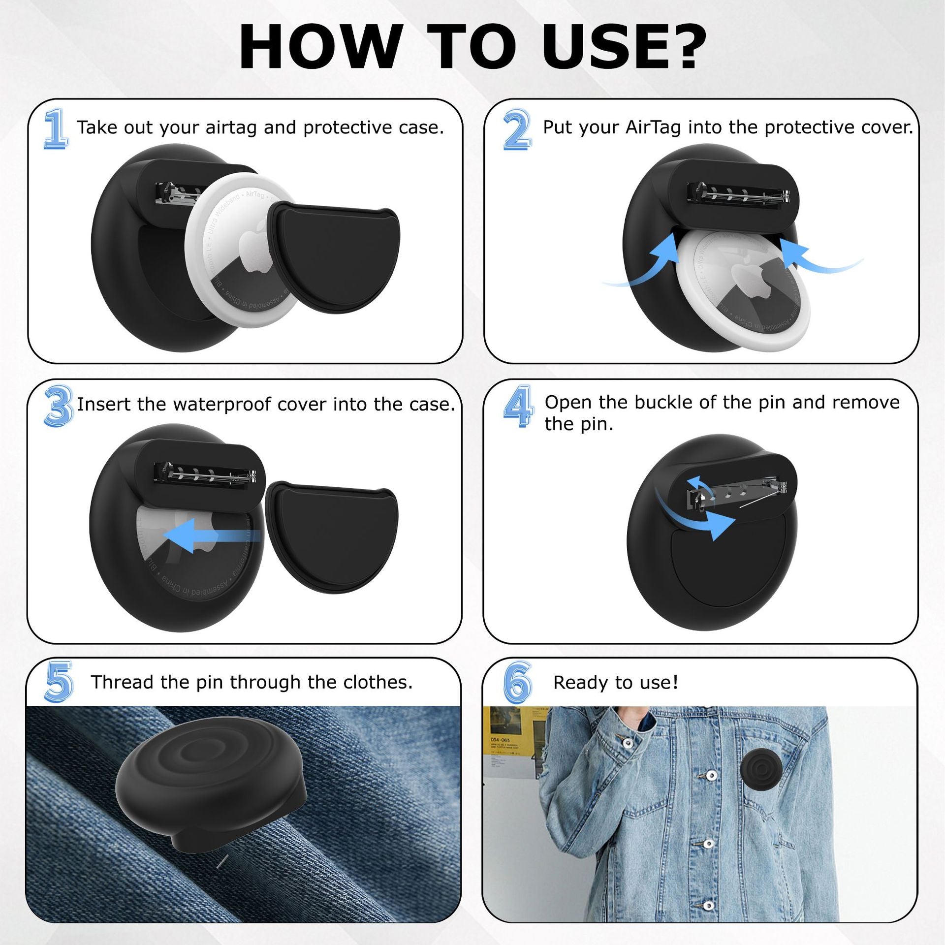 GITFOS AirTag Case with Anti-scratch Air Tag Brooch Pin | MAT76