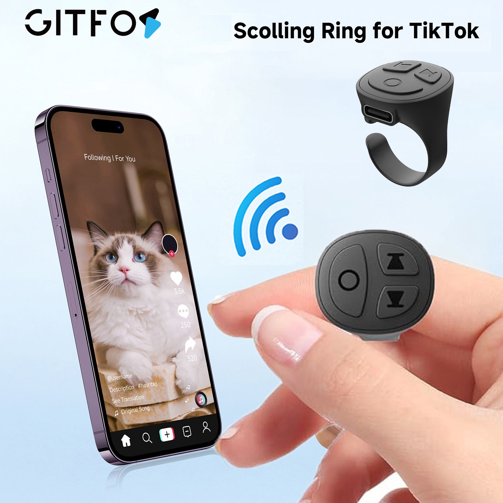 GITFOS Phone Remote Control Bluetooth Scroller Ring |  D-D02
