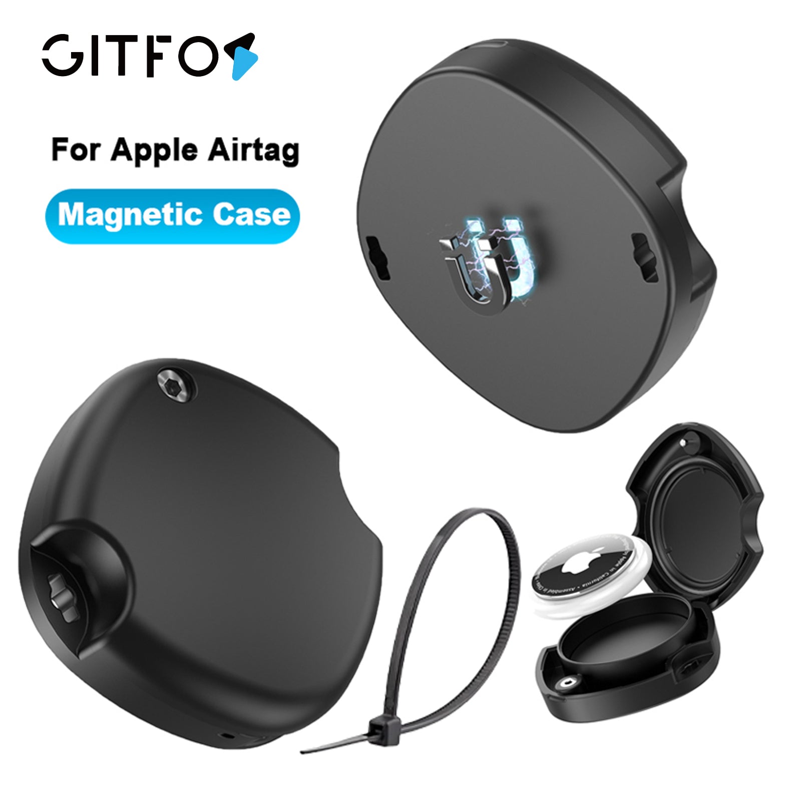 GITFOS Strong Magnetic Case for Airtag Air Tags Adhesive Waterproof | MCP29
