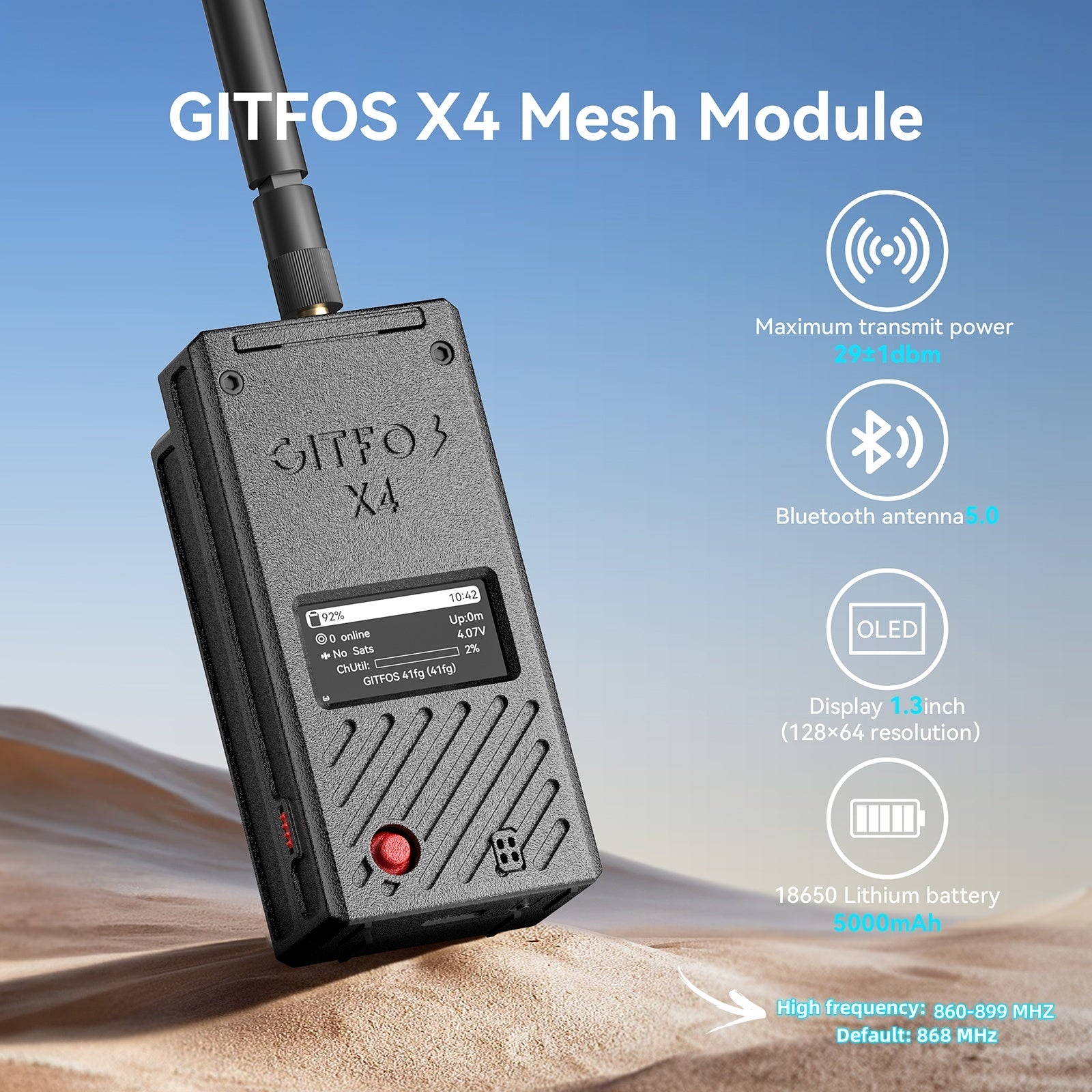GITFOS Meshtastic nRF52840 With 5000mAh Battery | X4