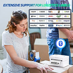 Gitfos Bluetooth Thermal Label Printer, 180mm/s 4x6 Shipping Label Printer for Small Business, Compatible with Amazon, Ebay, Etsy, UPS, DHL, etc, Support Windows, Mac, Android, iOS & Bluetooth